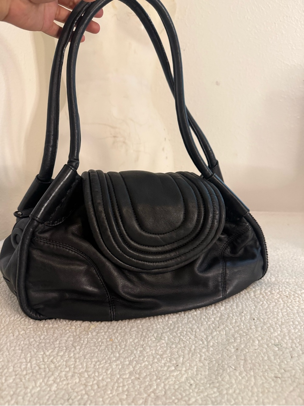 MIMCO Black Leather Slouchy Shoulder Bag Y2K